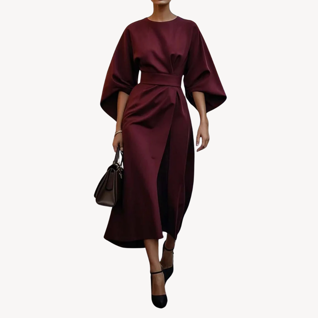 Alva | Damen Elegantes Gürtel Cocktailkleid | Midi