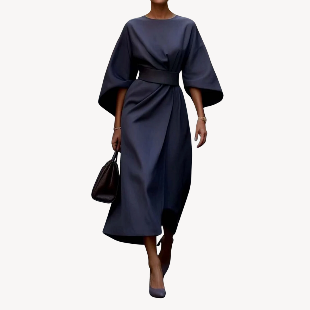 Alva | Damen Elegantes Gürtel Cocktailkleid | Midi