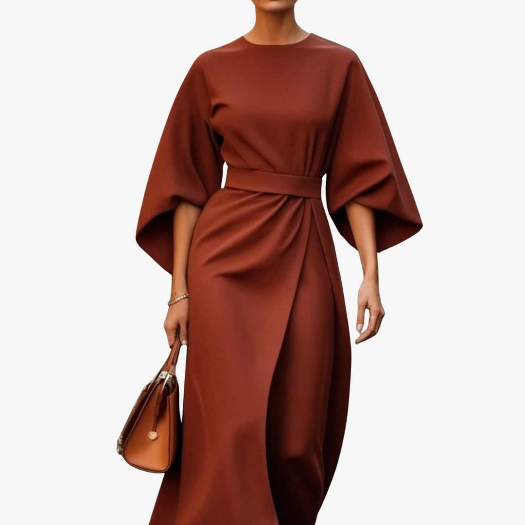 Alva | Damen Elegantes Gürtel Cocktailkleid | Midi