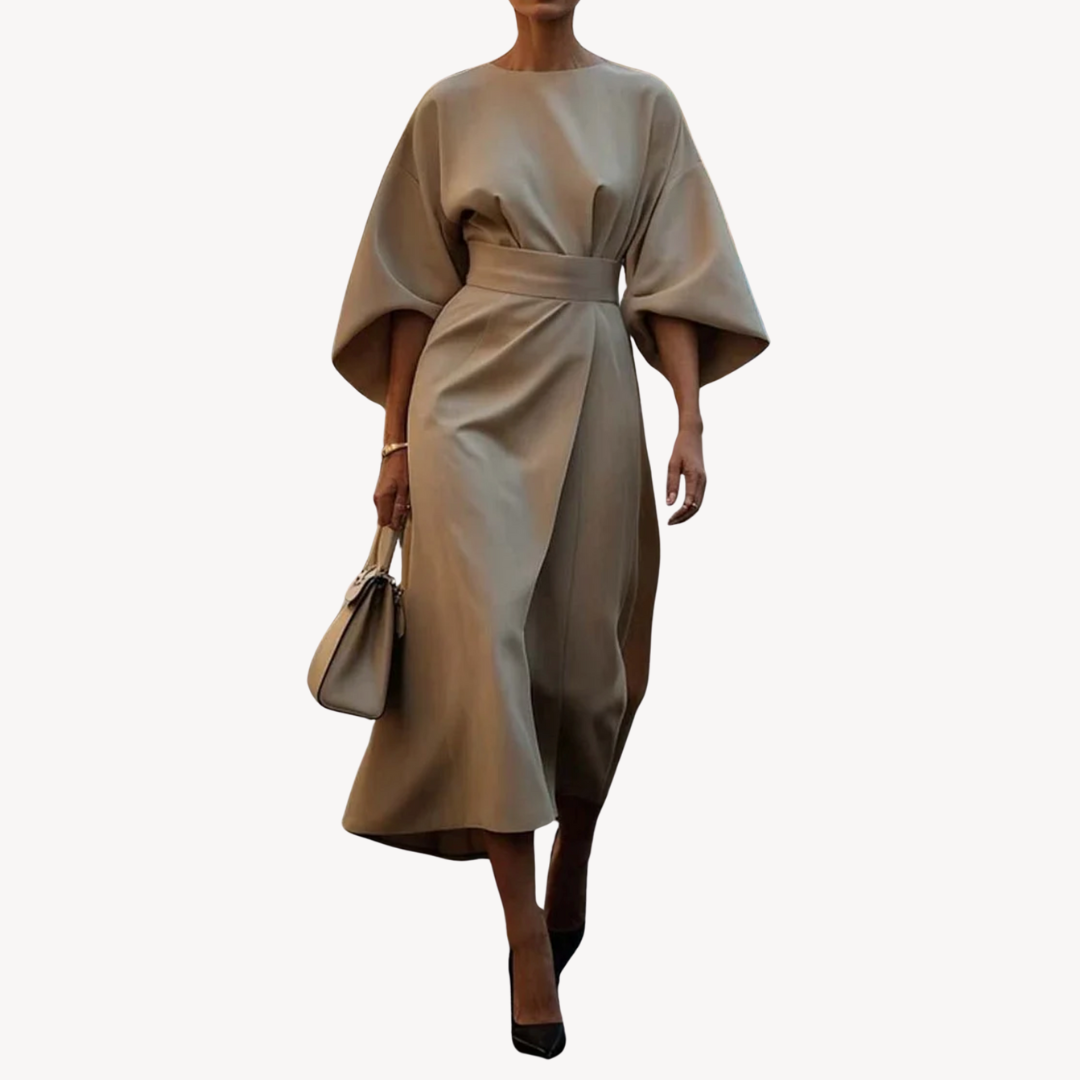 Alva | Damen Elegantes Gürtel Cocktailkleid | Midi