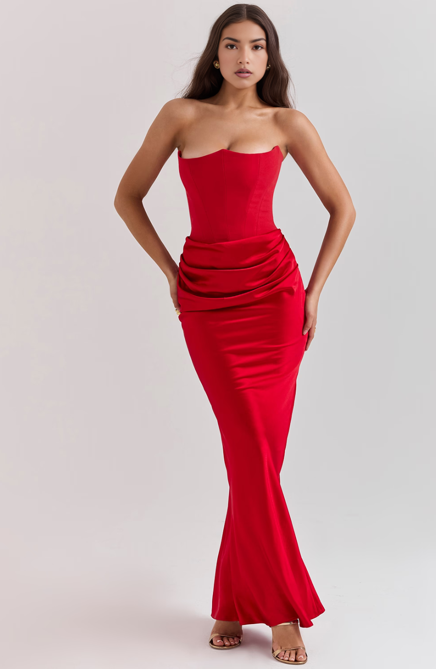 Celina | Damen Satin Abendkleid | Maxi