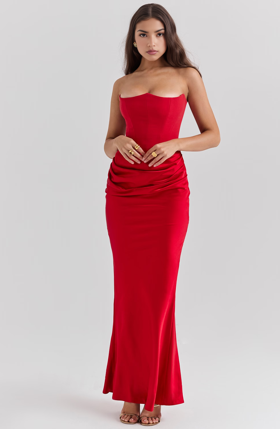 Celina | Damen Satin Abendkleid | Maxi