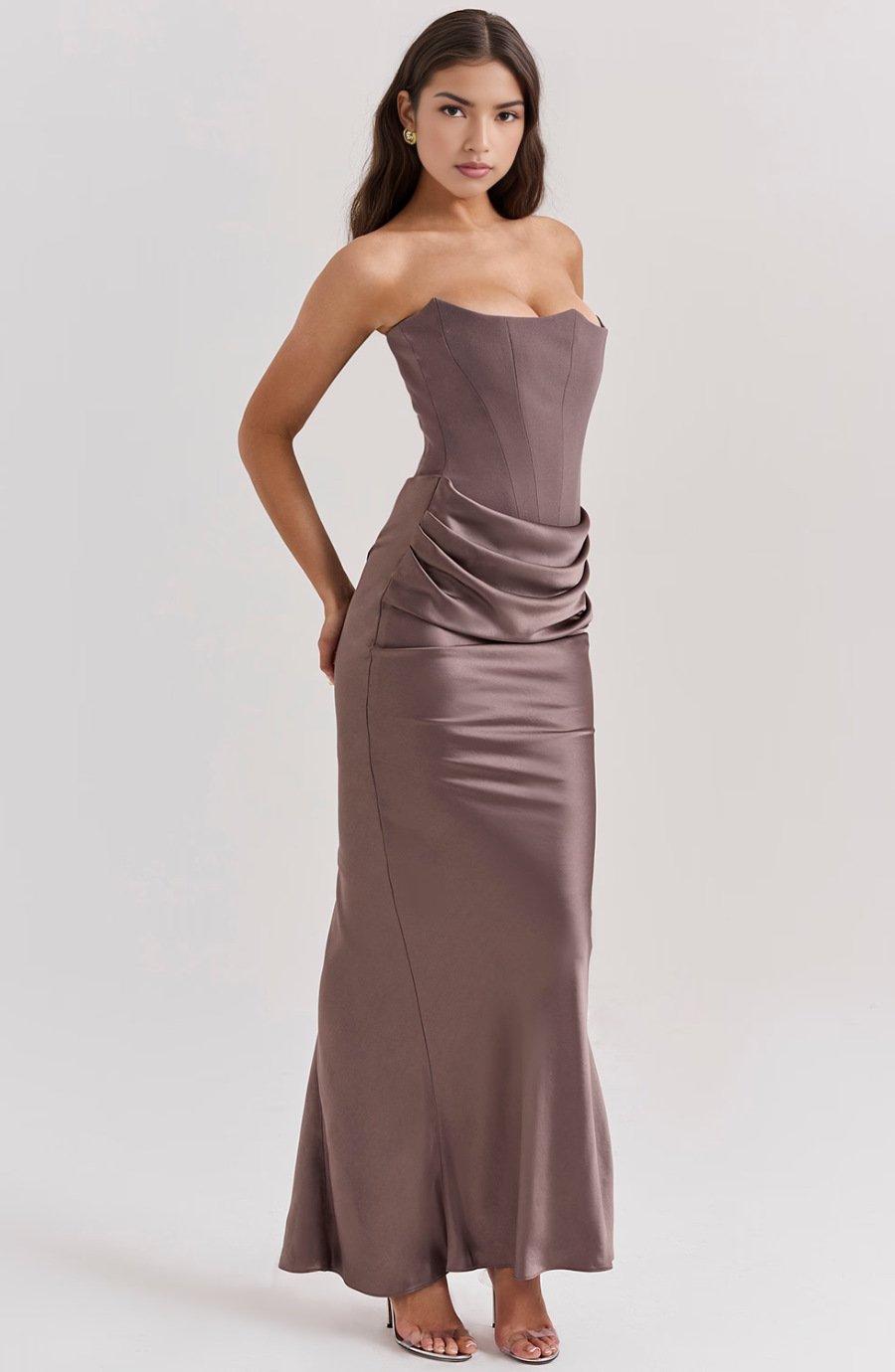 Celina | Damen Satin Abendkleid | Maxi