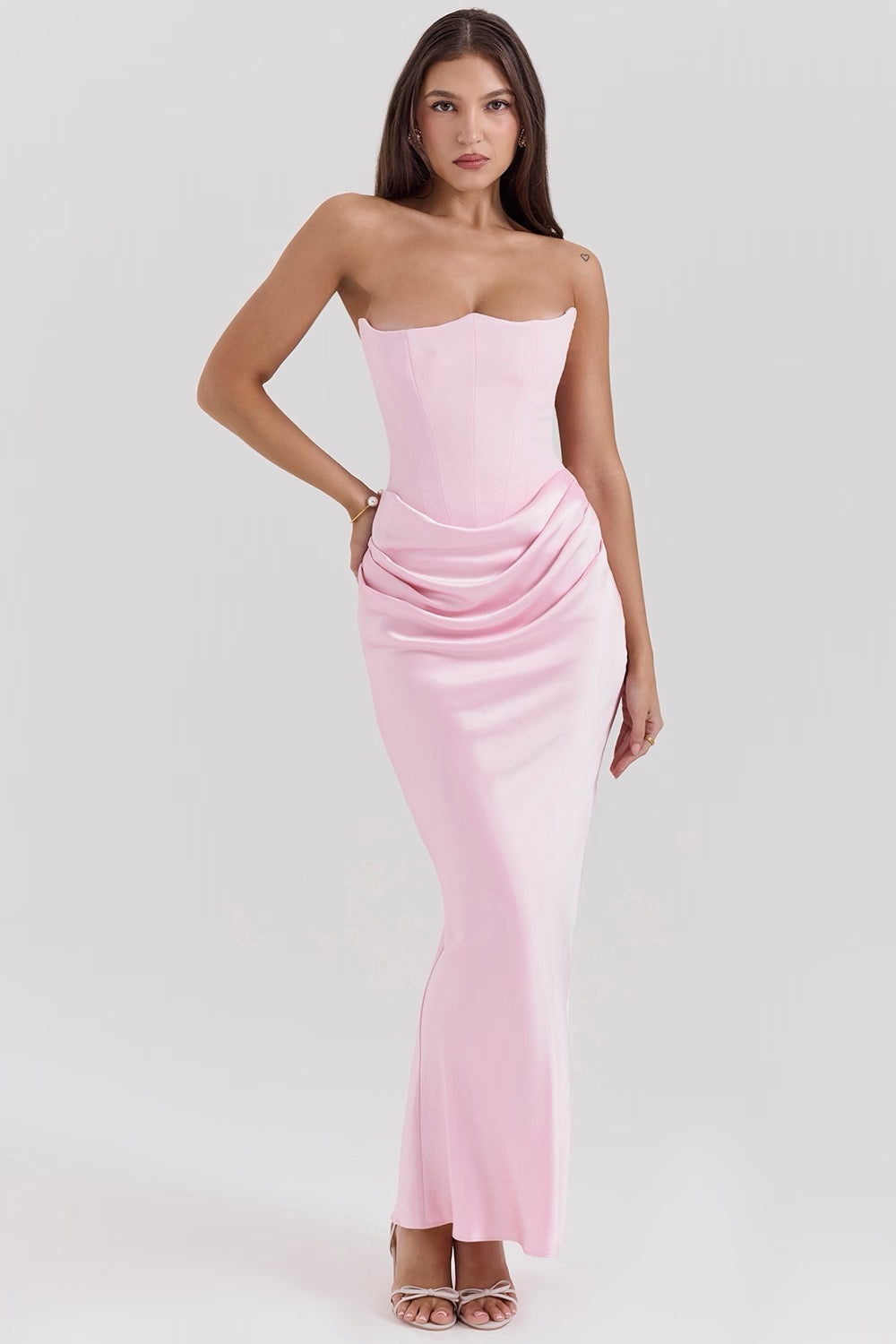 Celina | Damen Satin Abendkleid | Maxi