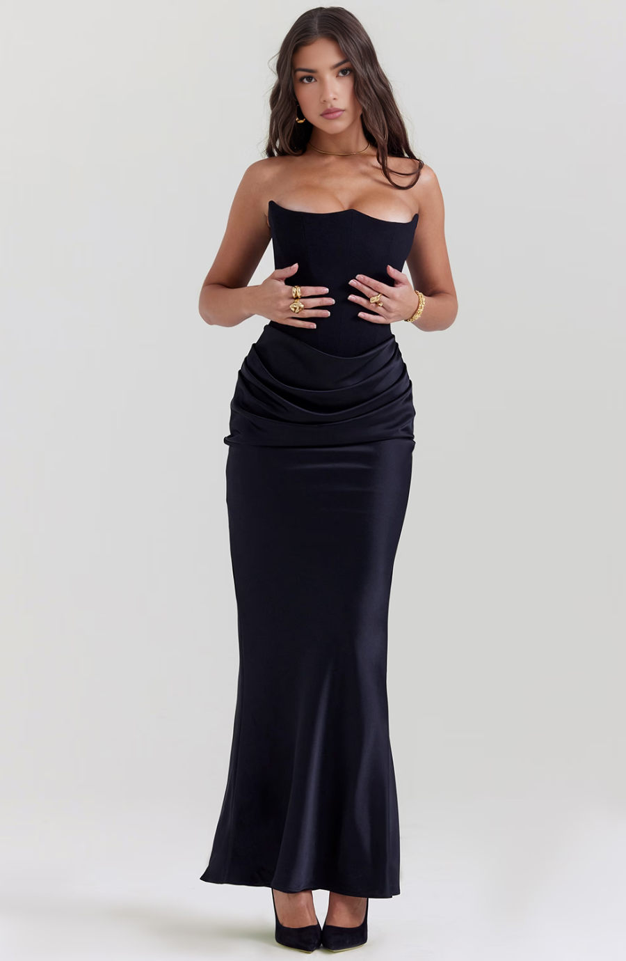 Celina | Damen Satin Abendkleid | Maxi
