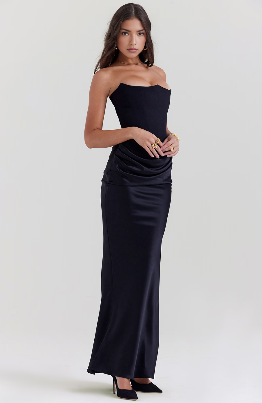 Celina | Damen Satin Abendkleid | Maxi