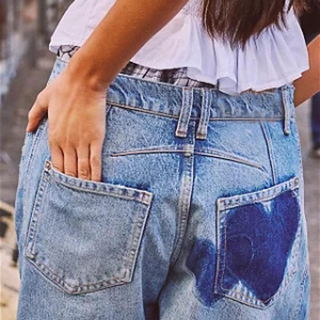 Damen Barrel Jeans Mit Herzmuster | Baggy Style