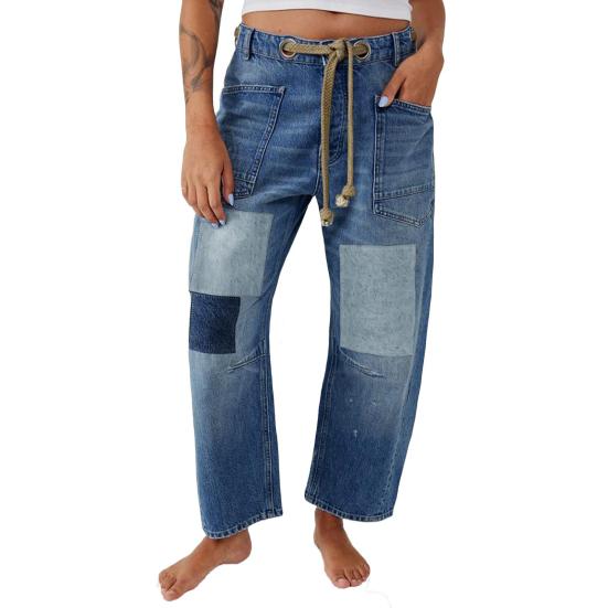 Damen Barrel Jeans Mit Kordelbund Und Großen Taschen | Streetwear