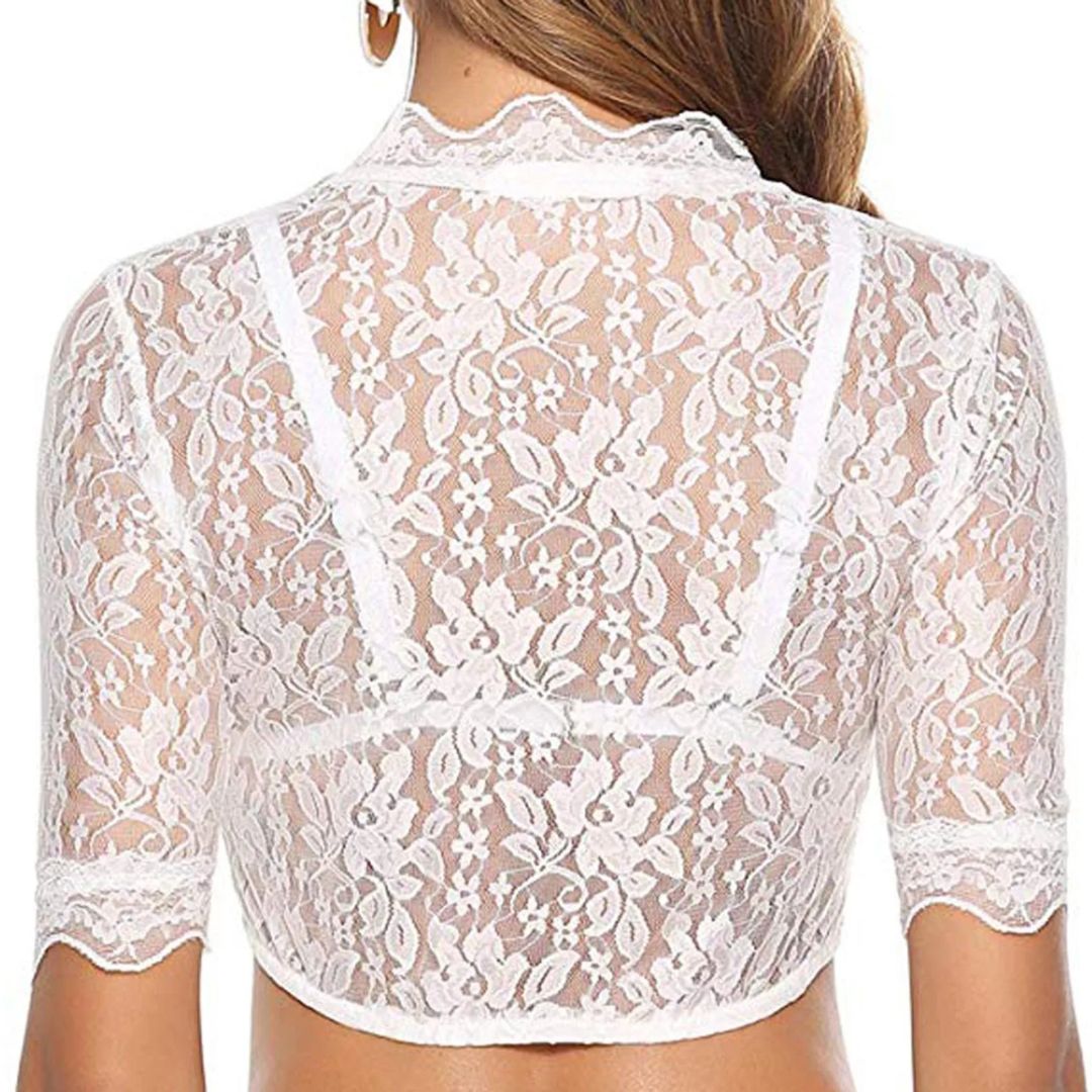 Damen Dirndlbluse Mit Spitze Und V-Ausschnitt | Oktoberfest