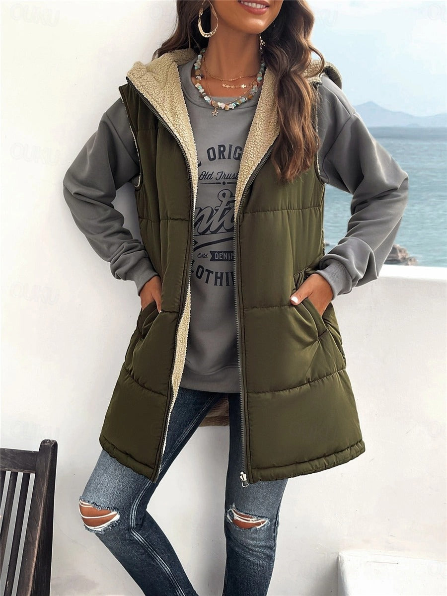Damen Gilet Gefüttert Mit Reißverschluss | Warm