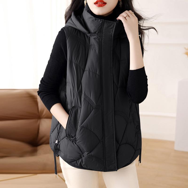 Damen Gilet Mit Kapuze Und Steppdesign | Modern