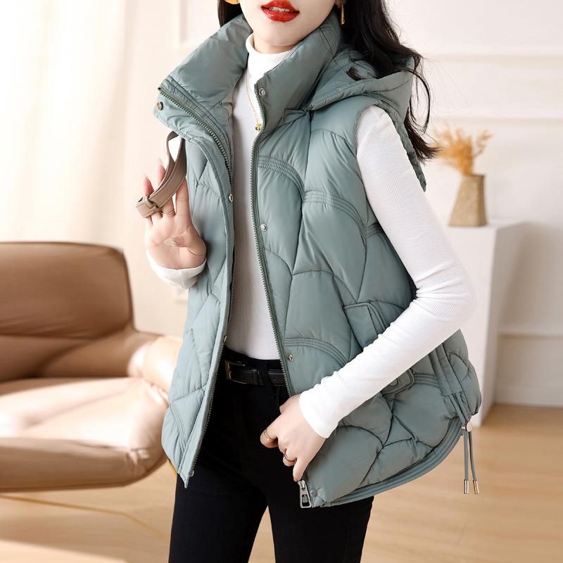Damen Gilet Mit Kapuze Und Steppdesign | Modern