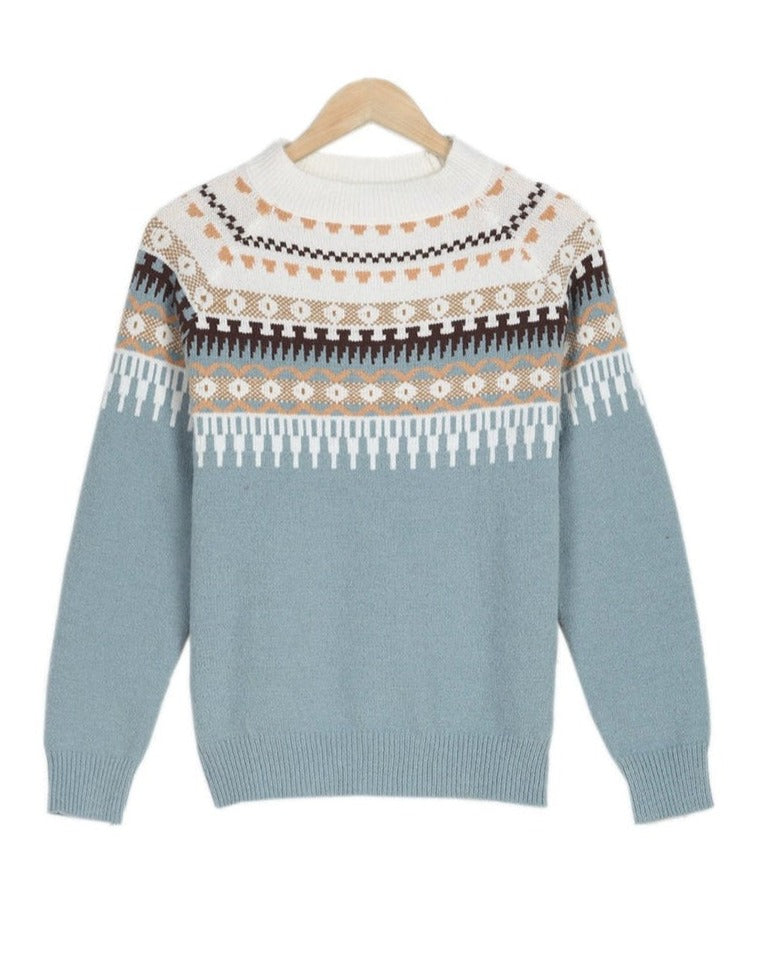 Damen Norweger Pulli Mit Rundhalsausschnitt | Strick