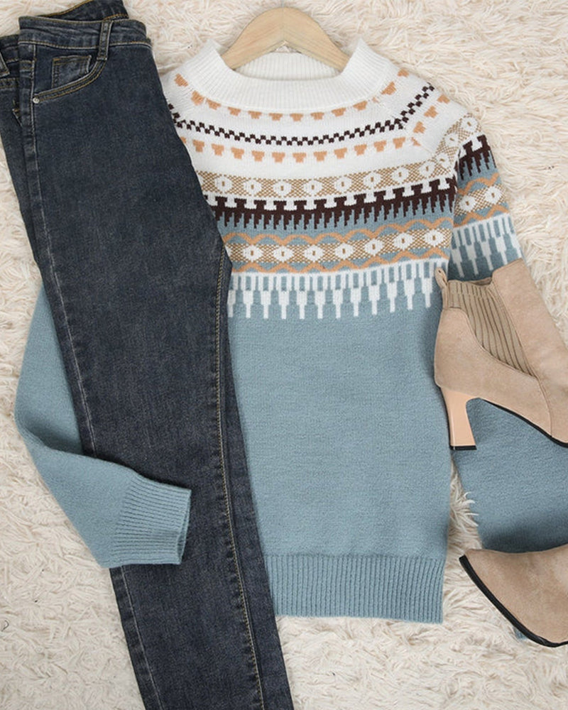 Damen Norweger Pulli Mit Rundhalsausschnitt | Strick