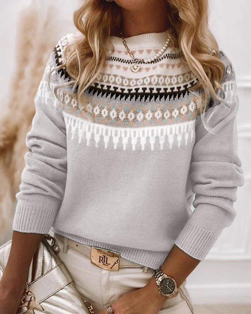 Damen Norweger Pulli Mit Rundhalsausschnitt | Strick