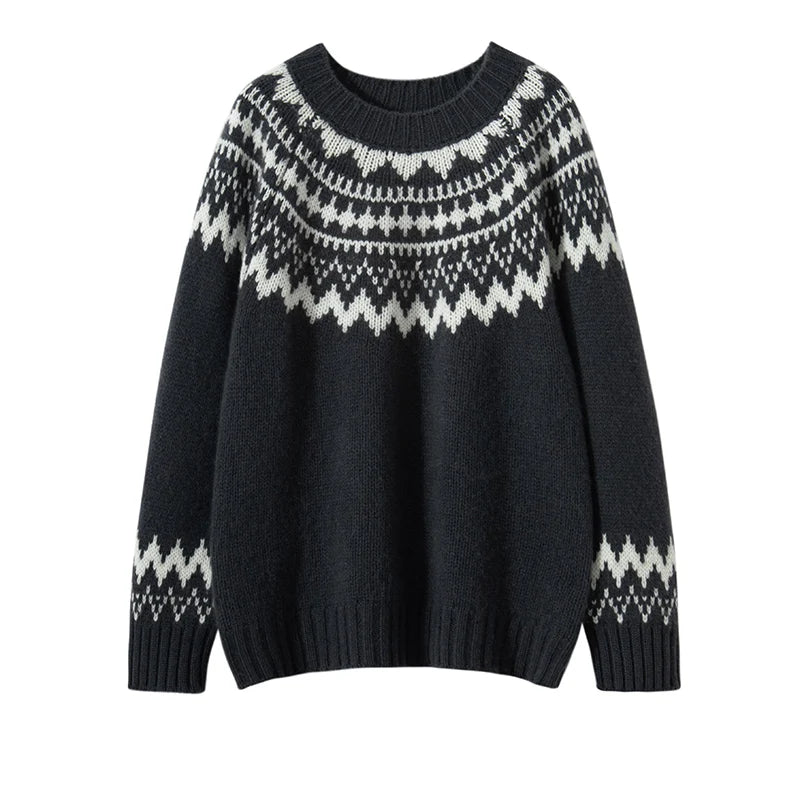 Damen Norweger Pulli Mit Strickdesign | Oversize