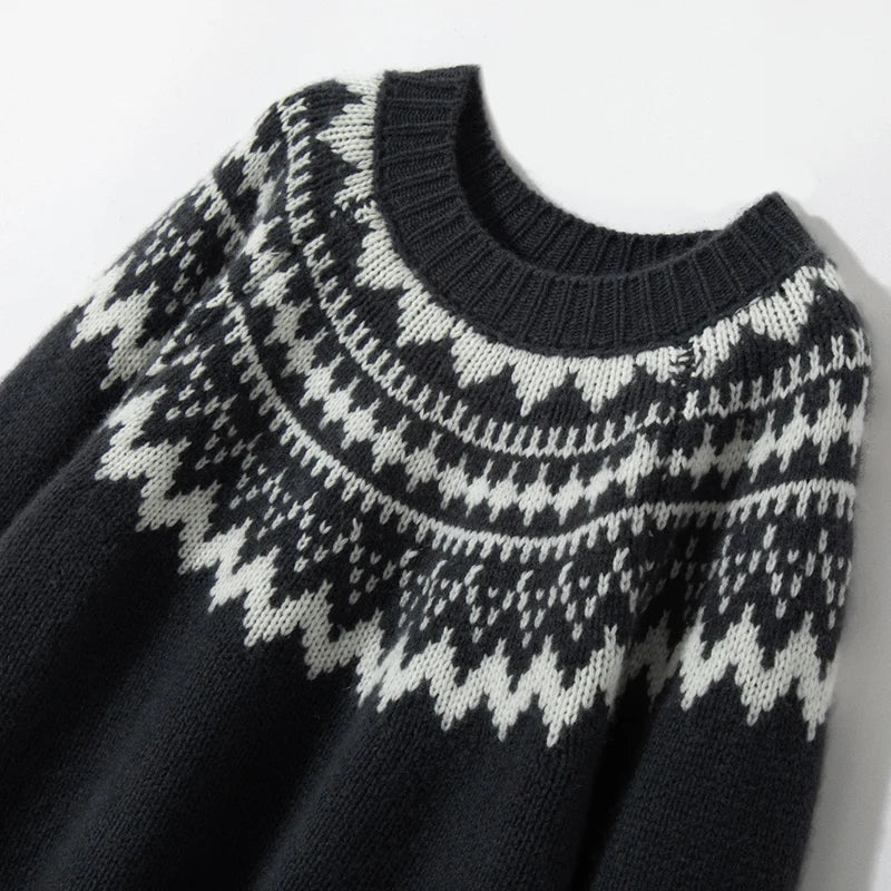 Damen Norweger Pulli Mit Strickdesign | Oversize