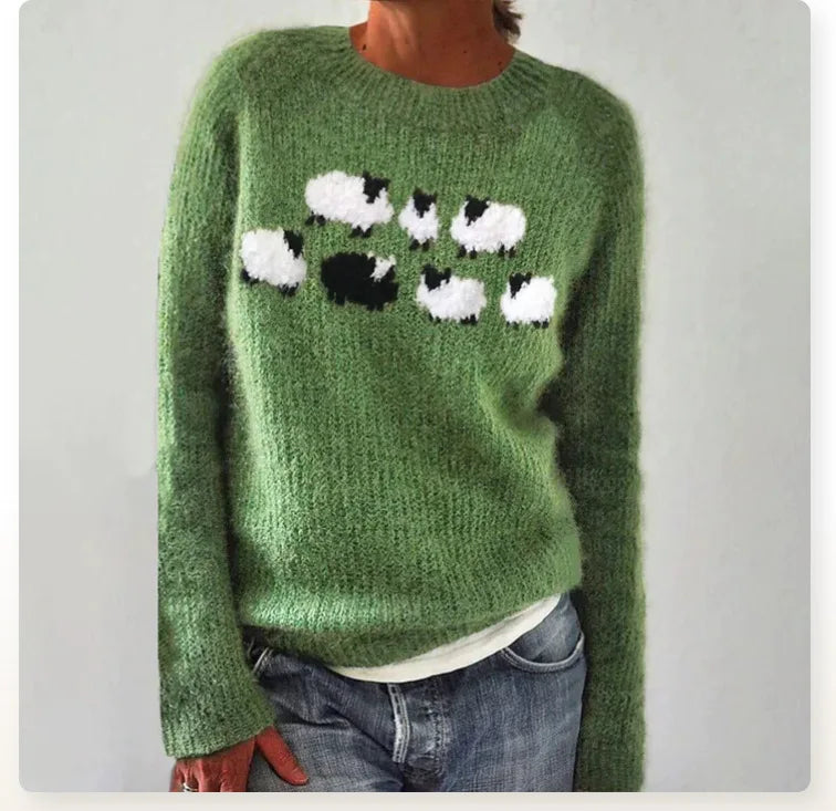Damen Norweger Pullover Mit Rundhals & Strickmuster | Warm