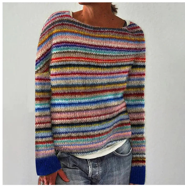 Damen Norweger Pullover Mit Rundhals & Strickmuster | Warm