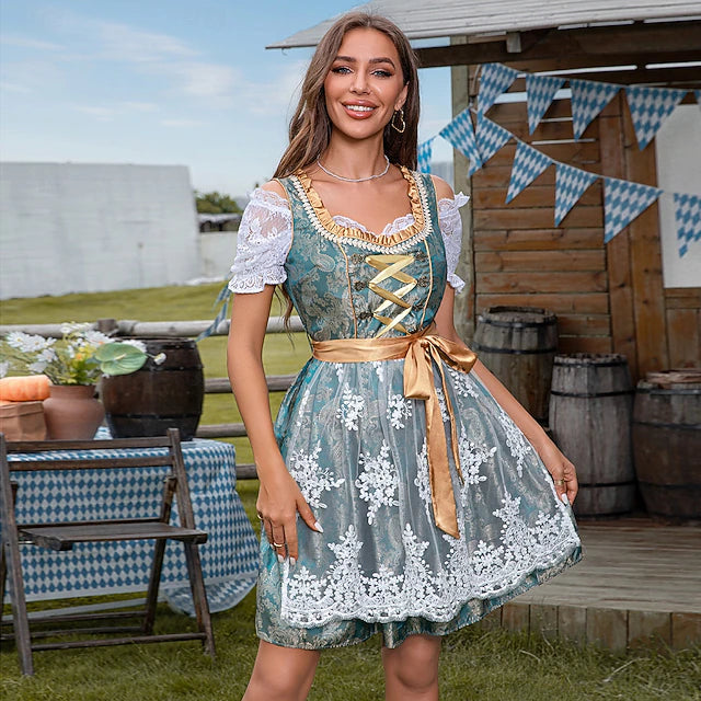 Damen Oktoberfest Dirndl Mit Blumenmuster | Midi