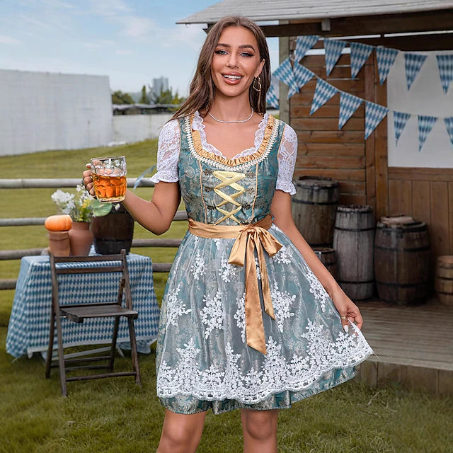 Damen Oktoberfest Dirndl Mit Blumenmuster | Midi