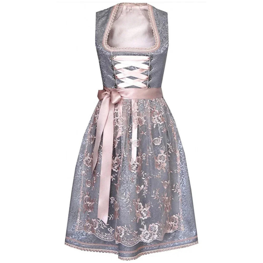 Damen Oktoberfest Dirndl Mit Floraler Stickerei | Midi