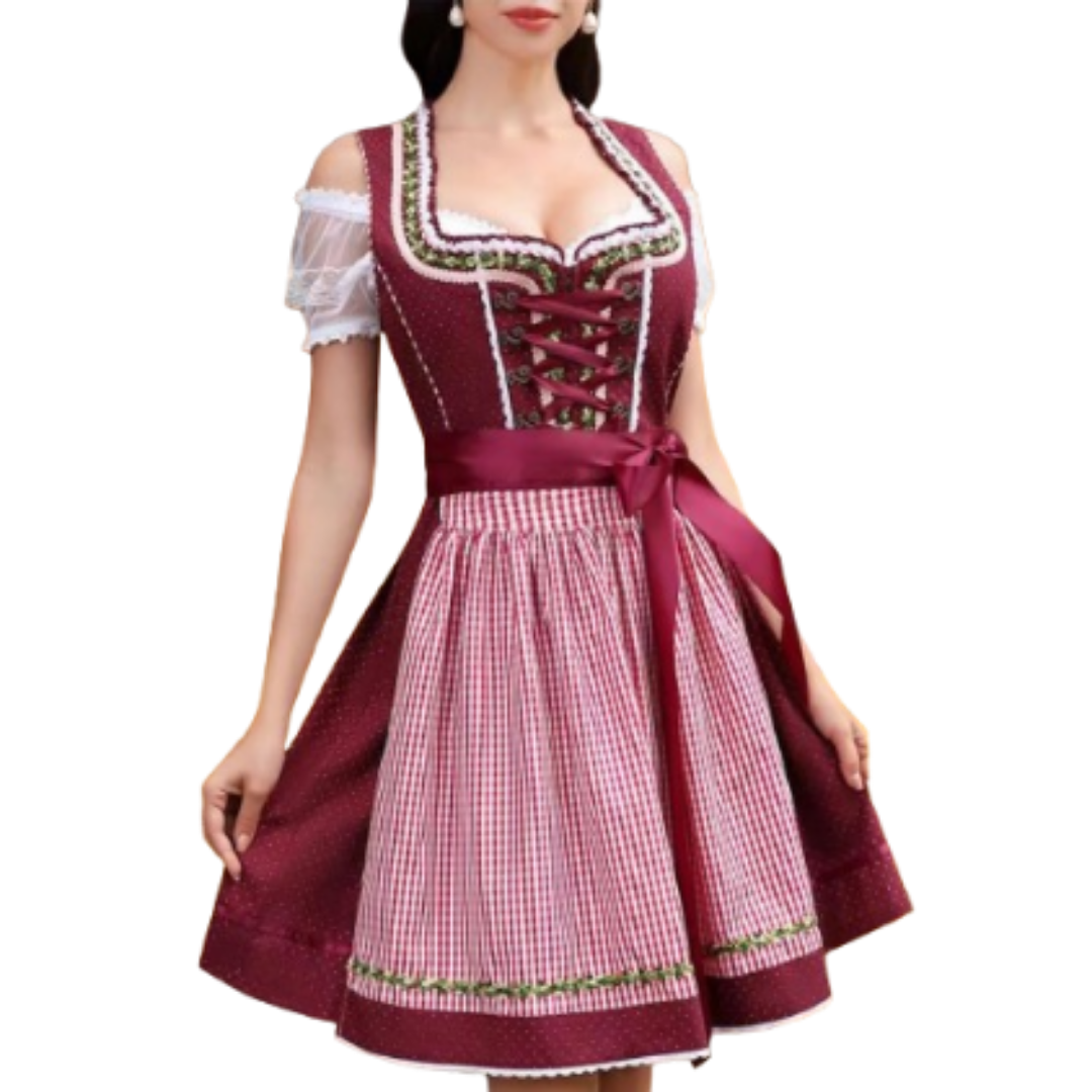 Damen Oktoberfest Dirndl Mit Karierter Schürze | Mini