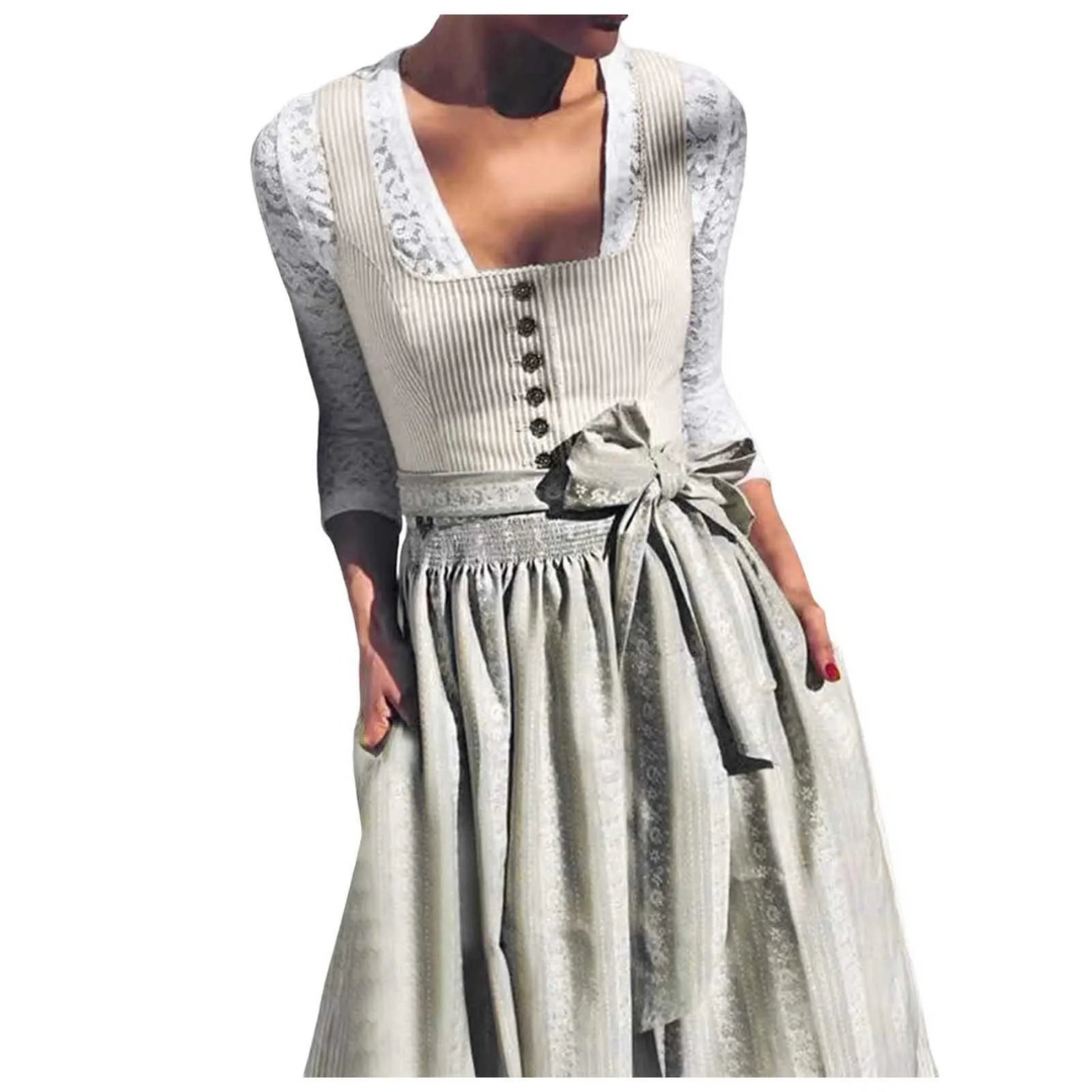 Damen Oktoberfest Dirndl Mit Knöpfen Und Schürze | Klassisch