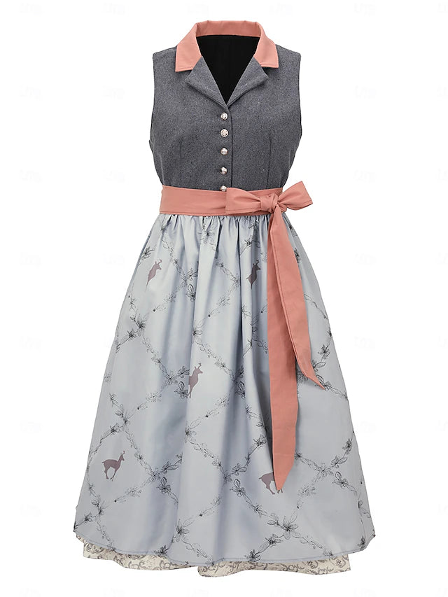 Damen Oktoberfest Kleid Mit Kragen Und Schärpe | Festlich