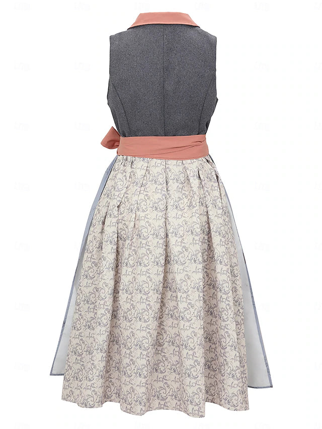 Damen Oktoberfest Kleid Mit Kragen Und Schärpe | Festlich