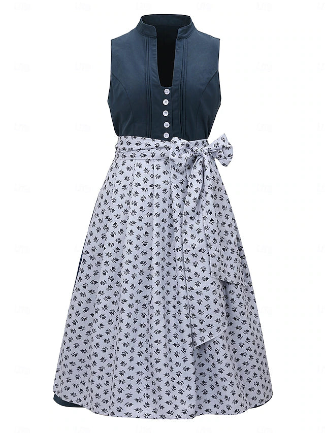 Damen Oktoberfest Kleid Mit Stehkragen Und Schärpe | Festlich