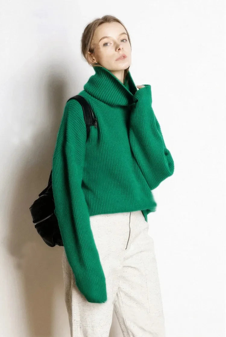 Damen Oversize Pullover Mit Rollkragen | Strick