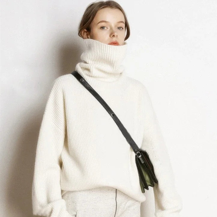 Damen Oversize Pullover Mit Rollkragen | Strick