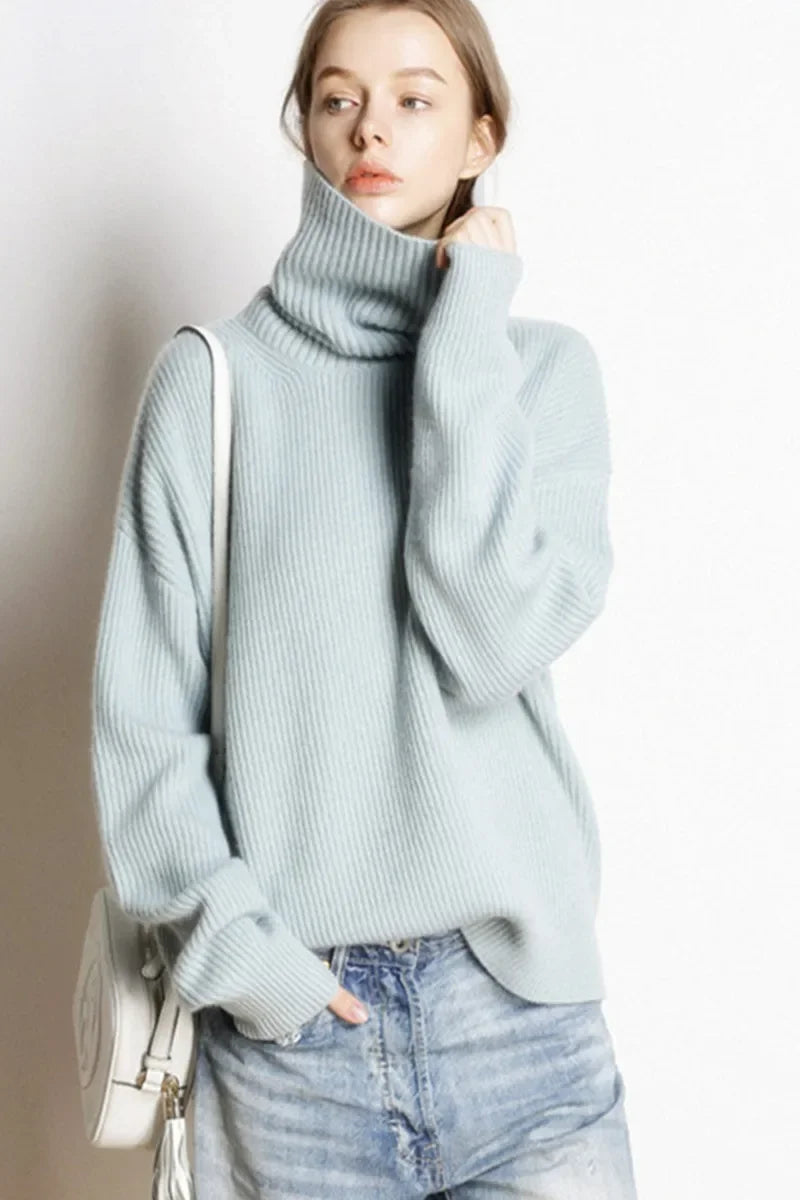 Damen Oversize Pullover Mit Rollkragen | Strick
