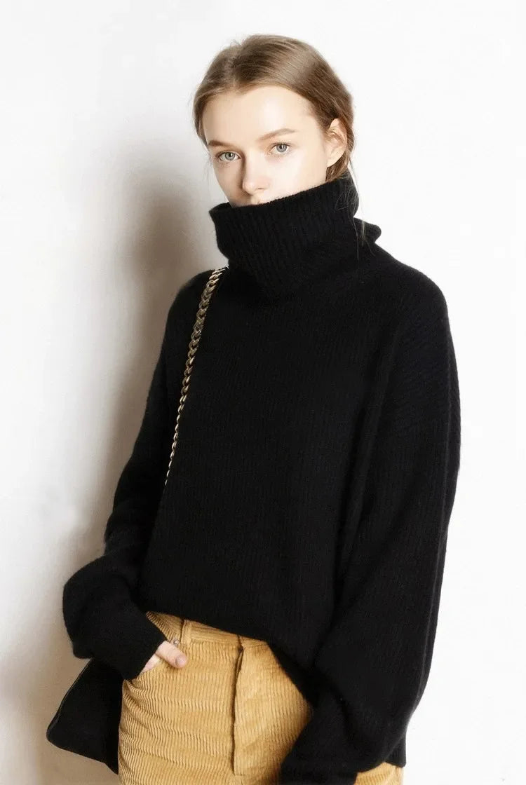 Damen Oversize Pullover Mit Rollkragen | Strick