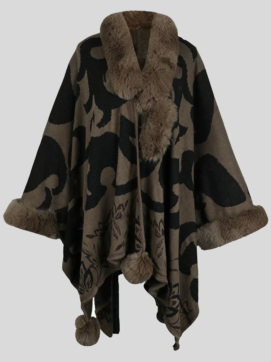 Damen Poncho Mit Muster Oversize | Winter