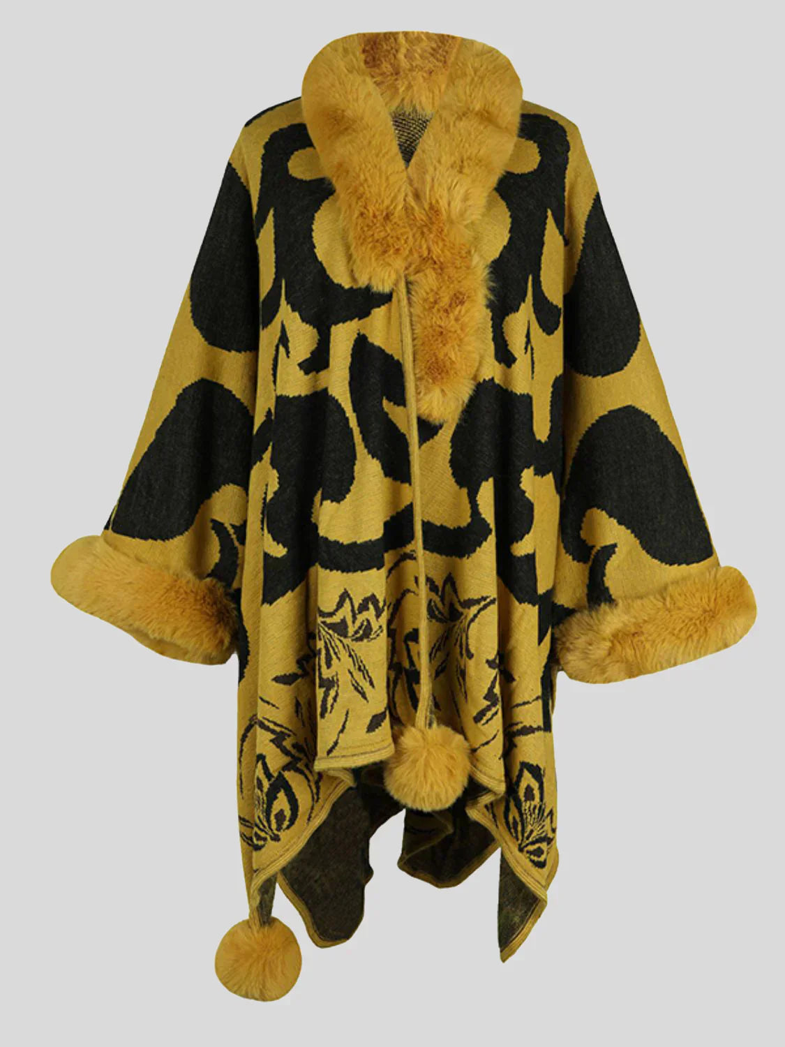 Damen Poncho Mit Muster Oversize | Winter