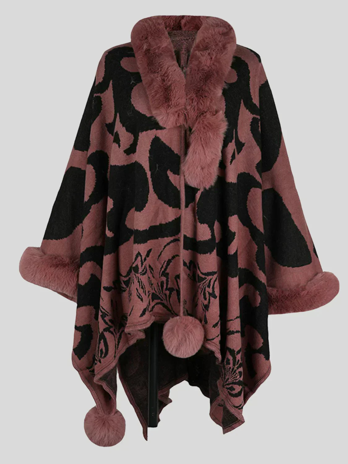 Damen Poncho Mit Muster Oversize | Winter
