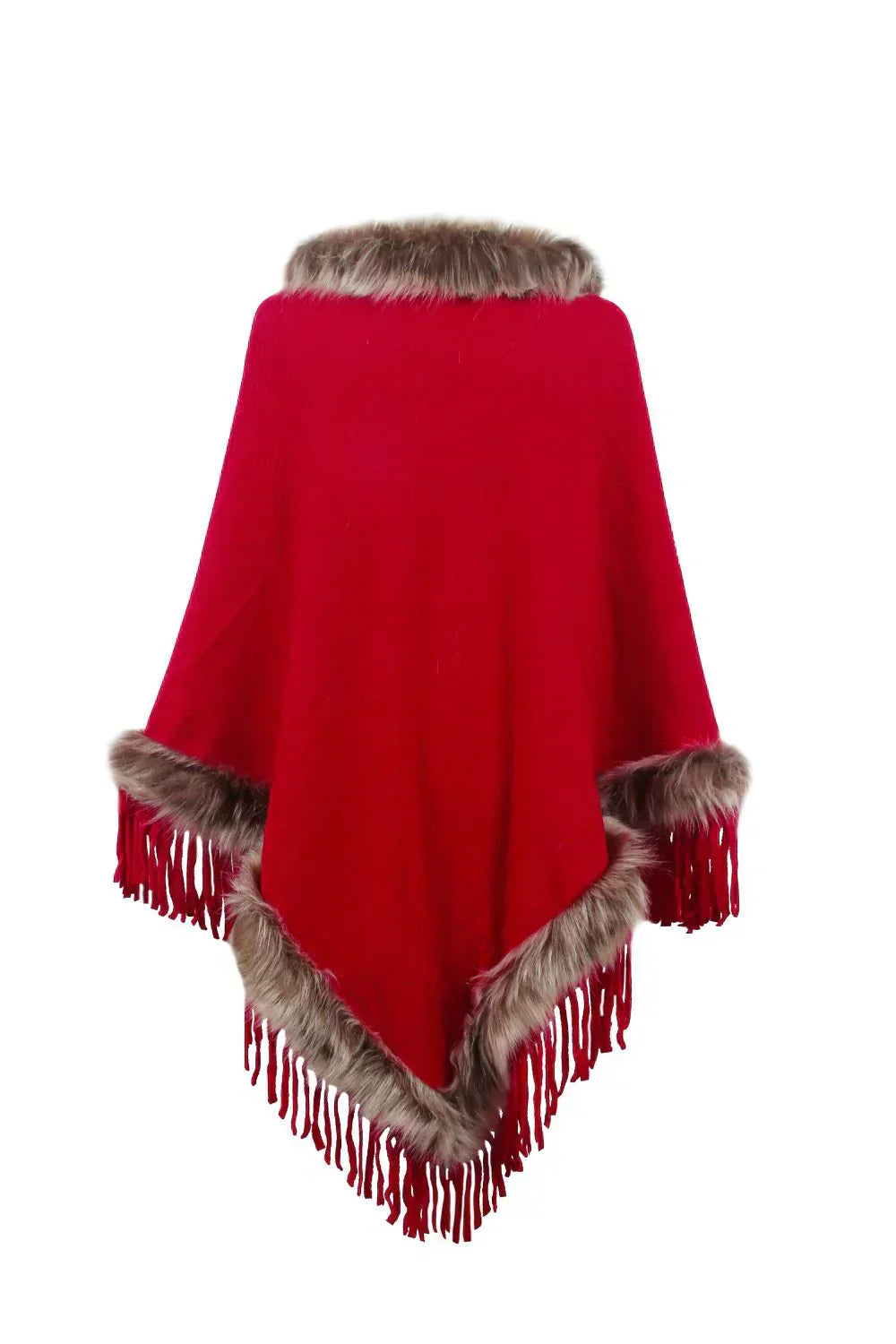 Damen Poncho Mit Strukturmuster Und Fransen | Winter