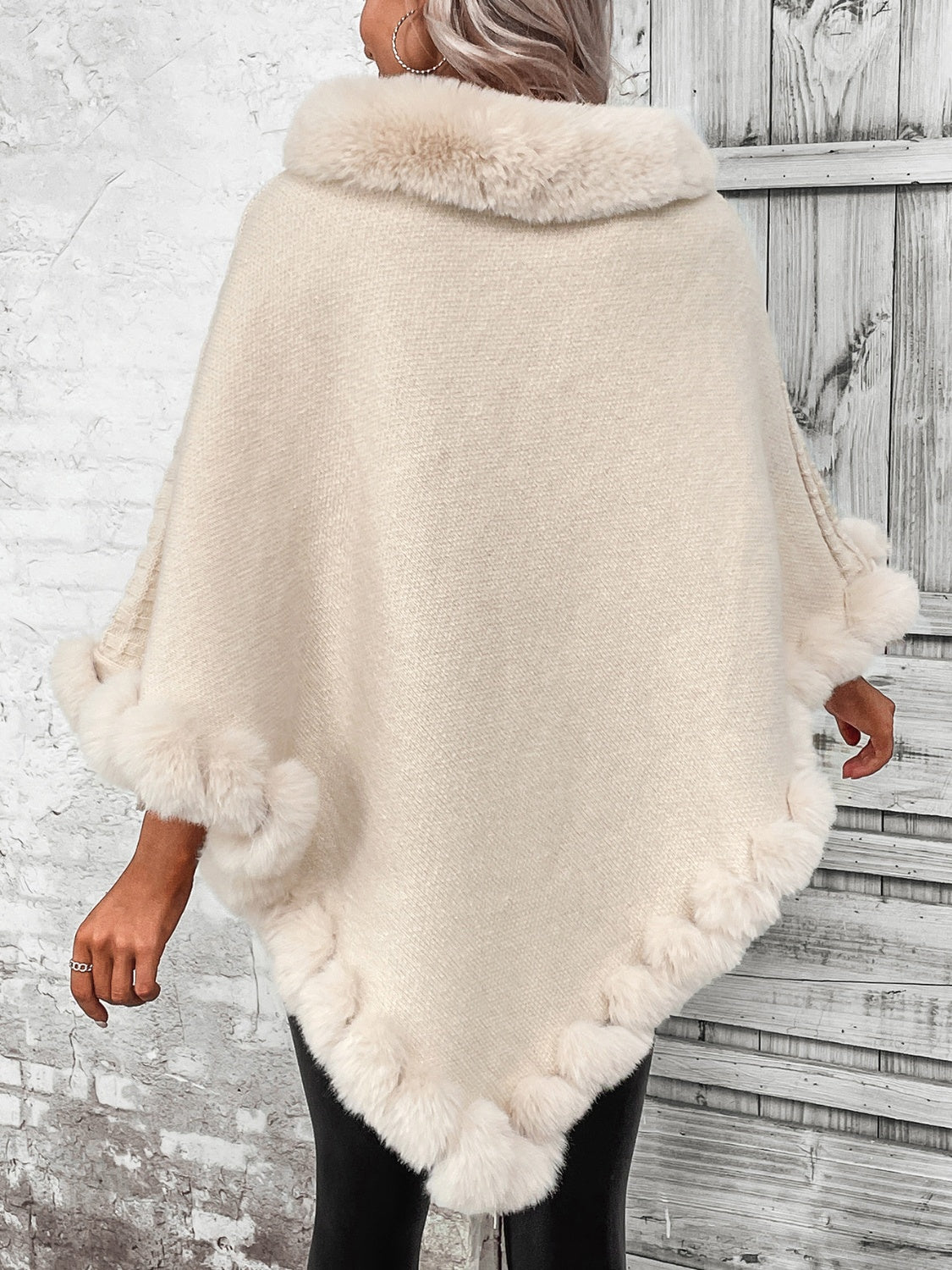 Damen Poncho Mit Strukturmuster | Winter