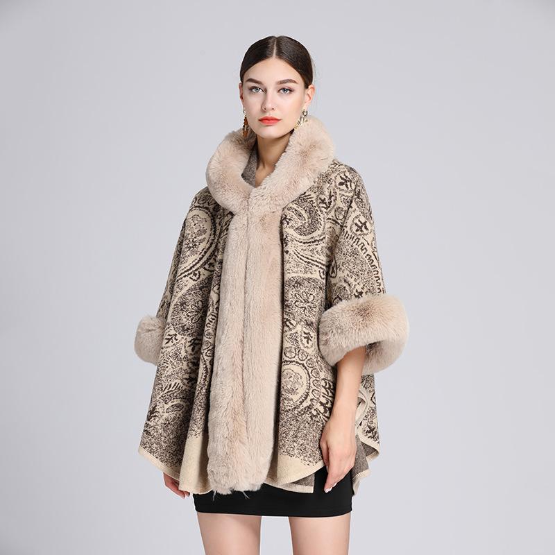 Damen Poncho Warm Mit Fleecebesatz | Winter