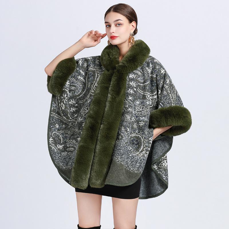 Damen Poncho Warm Mit Fleecebesatz | Winter