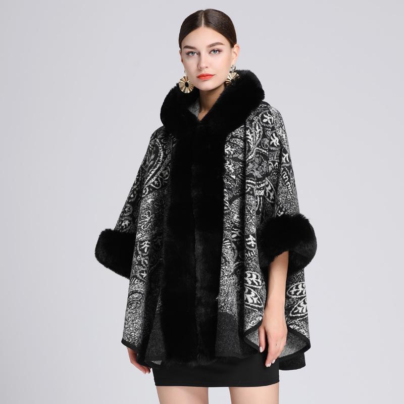 Damen Poncho Warm Mit Fleecebesatz | Winter