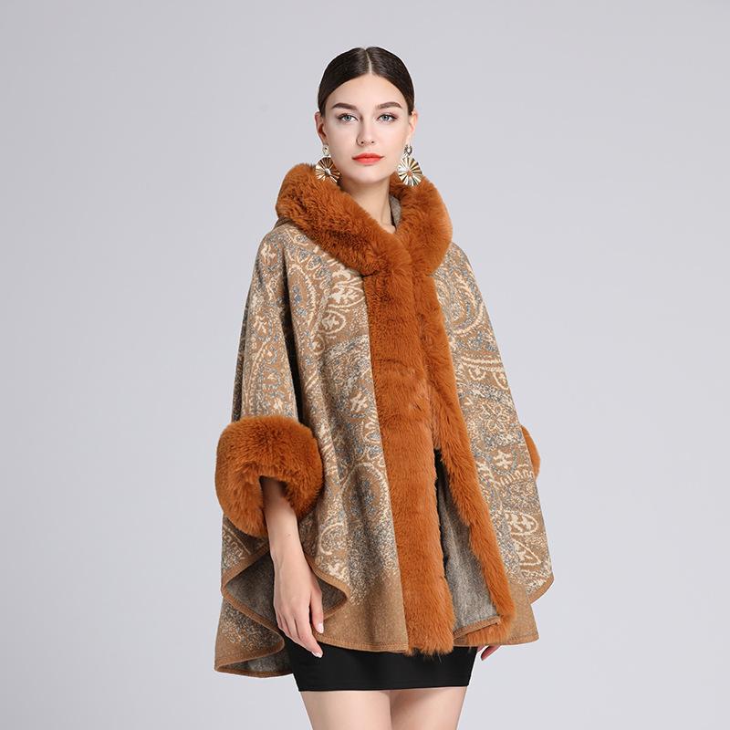 Damen Poncho Warm Mit Fleecebesatz | Winter