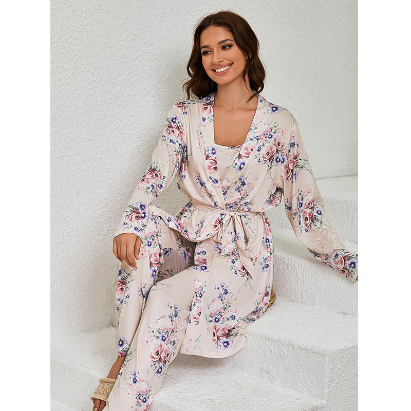 Damen Pyjama 3-Teilig Mit Hose Und Oberteil | Modern