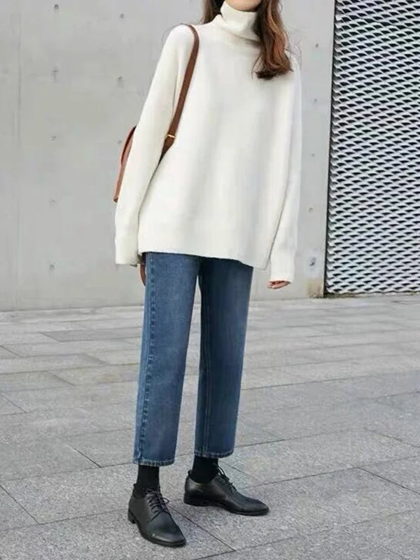 Damen Rollkragenpullover Locker Geschnitten | Winter