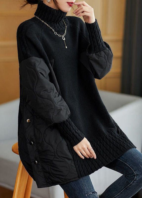 Damen Rollkragenpullover Mit Gesteppte Ärmel | Lang