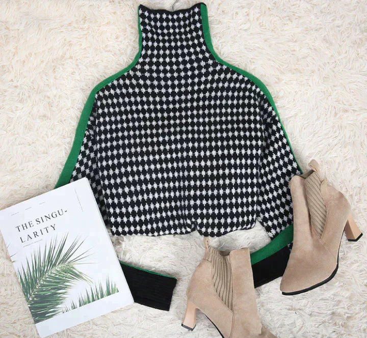 Damen Rollkragenpullover Mit Muster | Oversize