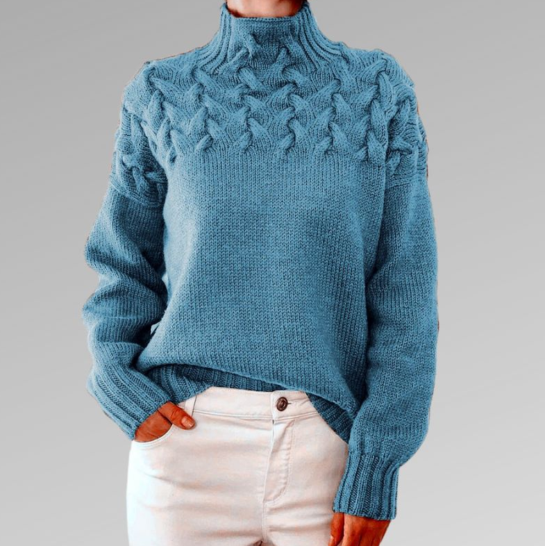 Damen Rollkragenpullover Mit Zopfmuster | Warm