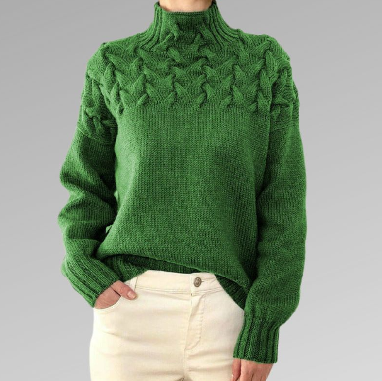 Damen Rollkragenpullover Mit Zopfmuster | Warm